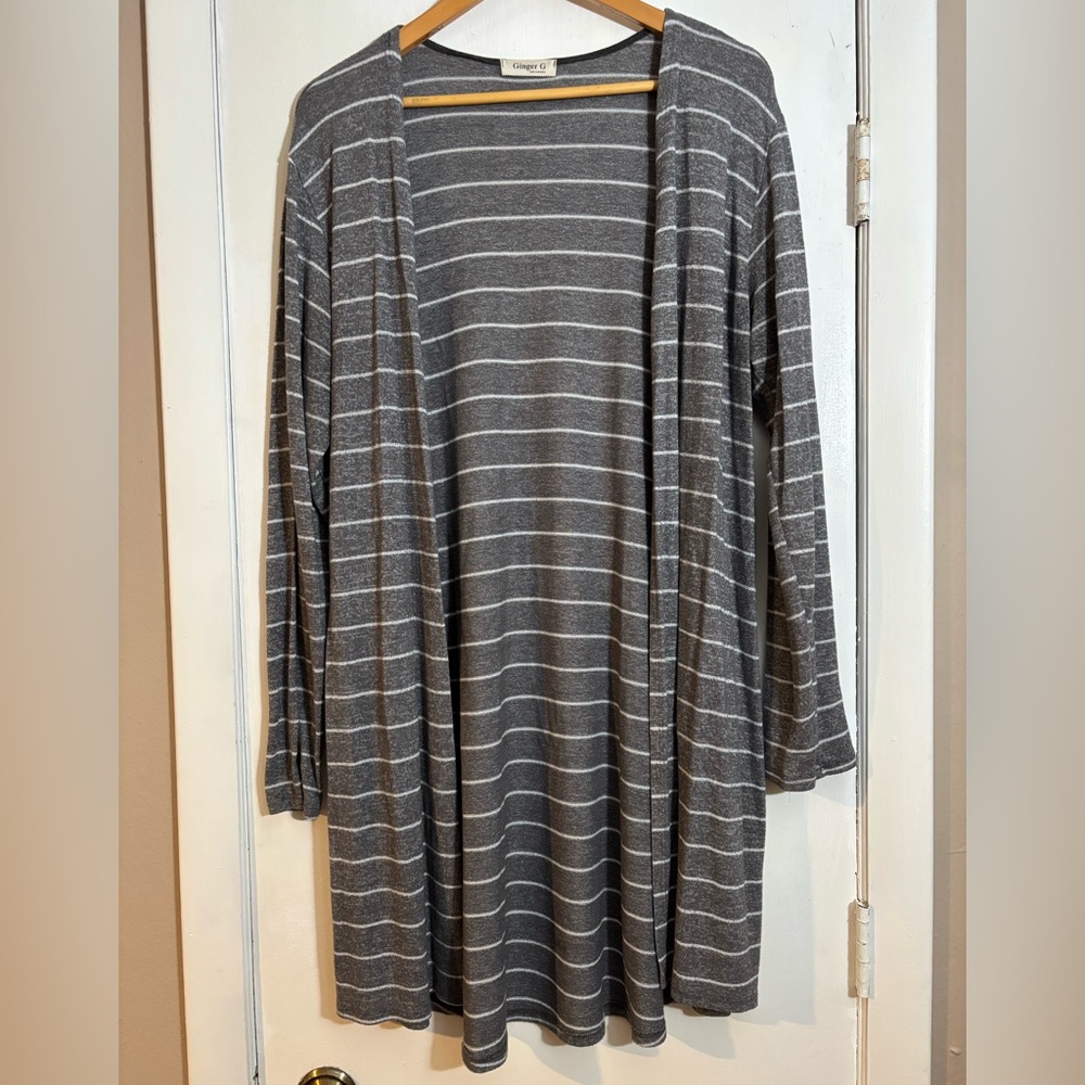 Ginger G Charcoal and Light Gray Cardigan